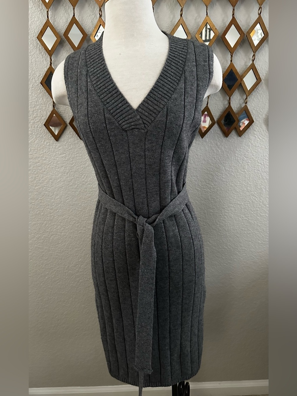 NWT POL Sleeveless V-Neck Ribbed Knit Sweater Dress